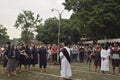 Hundreds of Catholics do Procession of the Cross in St. Paul`s Church Weather Semarang, Friday, April 14, 2017, In the way of the Royalty Free Stock Photo