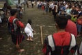 Hundreds of Catholics do Procession of the Cross in St. Paul`s Church Weather Semarang, Friday, April 14, 2017, In the way of the Royalty Free Stock Photo