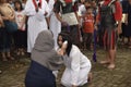 Hundreds of Catholics do Procession of the Cross in St. Paul`s Church Weather Semarang, Friday, April 14, 2017, In the way of the
