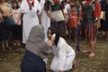 Hundreds of Catholics do Procession of the Cross in St. Paul`s Church Weather Semarang, Friday, April 14, 2017, In the way of the Royalty Free Stock Photo