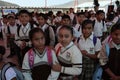 LIMA, PERU - MARCH 01, 2012: HUNDREDS OF CHILDREN START THE SCHOOL YEAR IN ONE OF THE DISTRICTS OF THE CITY OF LIMA. PRESENTIAL Royalty Free Stock Photo