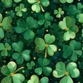 Hundreds of green three-leaf clovers, banner. The green color symbol of St. Patrick\' Royalty Free Stock Photo