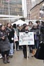 Hundreds marched to police headquarters Thursday evening,