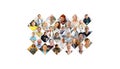 Hundreds of multiracial people crowd portraits headshots collection, collage mosaic. Many lot of multicultural different