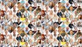 Hundreds of multiracial people crowd portraits headshots collection, collage mosaic. Many lot of multicultural different