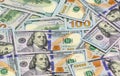 Hundreds of new Benjamin Franklin 100 dollar bills Royalty Free Stock Photo