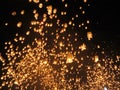 Hundreds of paper lanterns let off into the night skies Royalty Free Stock Photo