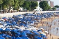 Hundreds of people are seen on Porto da Barra beach bathing in the sun and sea in the city of Salvador, Bahia