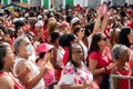 Hundreds of people are seen praying during a tribute to Santa Barbara in Pelourinho, city of Salvador, Bahia