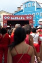 Hundreds of people are seen praying during a tribute to Santa Barbara in Pelourinho, city of Salvador, Bahia