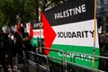 Protest messages at the Gaza: Stop The Massacre rally in Whitehall, London, UK.