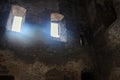 Details from the interior room of the Corvins Castle, light small window. Royalty Free Stock Photo