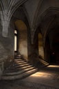 Details from the interior room of the Corvins Castle, windows stained glass. Royalty Free Stock Photo