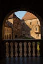 HUNEDOARA, ROMANIA: Interior window view at the Corvin Castle, also known as Hunyadi Castle or Hunedoara Castle, Hunedoara County Royalty Free Stock Photo