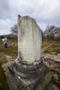 Hunedoara, Romania, January 08-2022. The ruins of the fortress Ulpia Traiana Sarmizegetusa, the Roman fortress of the years. 108-