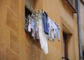 Hung up clothes in a window Royalty Free Stock Photo