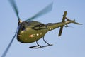 Hungarian Air Force Airbus Helicopters Eurocopter AS350 H125M Ecureuil 102 military helicopter flying over Szolnok city Royalty Free Stock Photo