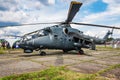 Hungarian Air Force Mil Mi-24 Hind 331 attack helicopter static display at SIAF Slovak International Air Fest 2019