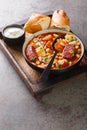 Hungarian Bean Goulash Soup Babgulyas closeup in the plate. Vertical Royalty Free Stock Photo