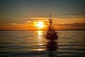 Hungarian Christmas tradition to set Christmas tree in the lake Balaton, village Szigliget