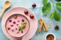 Hungarian cold cherry soup meglevesh