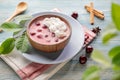 Hungarian cold cherry soup meglevesh