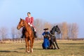 Hungarian csikos horseman in traditional folk costume