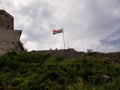 The hungarian flag in the Cseszneki Castle in Csesznek Hungary Royalty Free Stock Photo