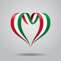 Hungarian flag heart-shaped ribbon. Vector illustration.