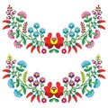 Hungarian floral folk pattern - Kaloscai embroidery with flowers and paprika Royalty Free Stock Photo