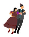 Couple in love dancing Balkan folk. Folklore event on wedding ceremony. Royalty Free Stock Photo