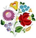 Hungarian folk pattern with rose tulip and peonie