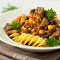 Hungarian goulash with pasta Royalty Free Stock Photo