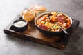 Hungarian goulash soup with beans, meat and vegetables close-up in a bowl. horizontal Royalty Free Stock Photo