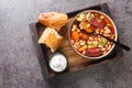 Hungarian goulash soup with beans, meat and vegetables close-up in a bowl. horizontal top view Royalty Free Stock Photo