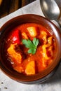 Hungarian goulash soup in a cauldron or pot Royalty Free Stock Photo