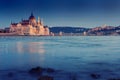 Hungarian landmarks,panorama of Budapest at night Royalty Free Stock Photo