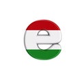 Hungarian letter E - Lower-case 3d flag of hungary font - Budapest, Central Europe or politics concept