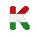 Hungarian letter K - Capital 3d flag of hungary font - Budapest, Central Europe or politics concept
