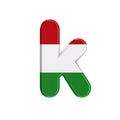 Hungarian letter K - Small 3d flag of hungary font - Budapest, Central Europe or politics concept