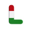 Hungarian letter L - Capital 3d flag of hungary font - Budapest, Central Europe or politics concept