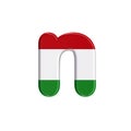 Hungarian letter N - Small 3d flag of hungary font - Budapest, Central Europe or politics concept