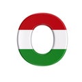 Hungarian letter O - Large 3d flag of hungary font - Budapest, Central Europe or politics concept