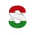 Hungarian letter S - Uppercase 3d flag of hungary font - Budapest, Central Europe or politics concept