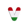 Hungarian letter V - Small 3d flag of hungary font - Budapest, Central Europe or politics concept