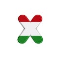 Hungarian letter X - Small 3d flag of hungary font - Budapest, Central Europe or politics concept