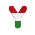 Hungarian letter Y - Capital 3d flag of hungary font - Budapest, Central Europe or politics concept