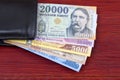 Hungarian money in the black wallet Royalty Free Stock Photo