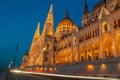 Hungarian Parlament at evening from the street Royalty Free Stock Photo