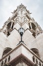 Hungarian parliament architecture details. A lamp at high tower. Budapest, September 2019 Royalty Free Stock Photo